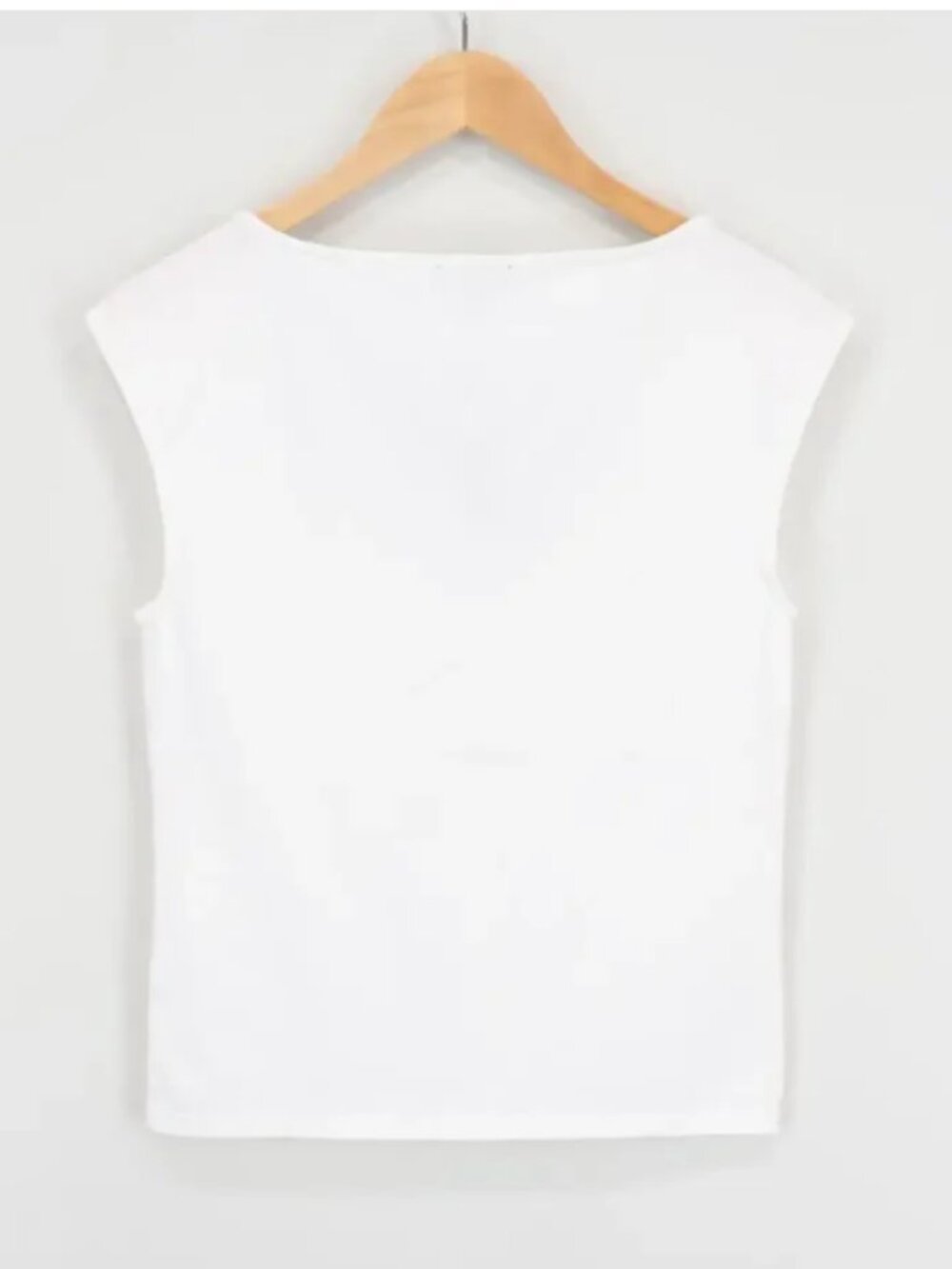 New stretch cotton cap-sleeve crossover white sexy shirt top V neck Size S - Picture 2 of 2
